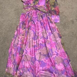 Floral one shoulder Maxi Dress in Purple and Pink